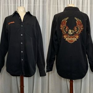 COPY - Harley Davidson Black Embroidered Button Down